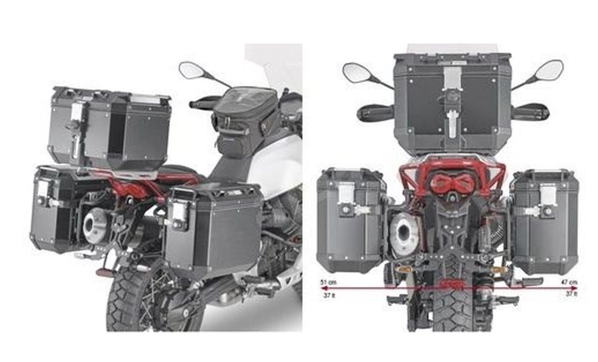 KAPPA STELAŻ KUFRÓW BOCZNYCH SZYBKIEGO MONTAŻU MONOKEY CAM SIDE MOTO GUZZI V85 TT '19-'23 - POD KUFRY KFR K'FORCE ORAZ KVG K'VOY