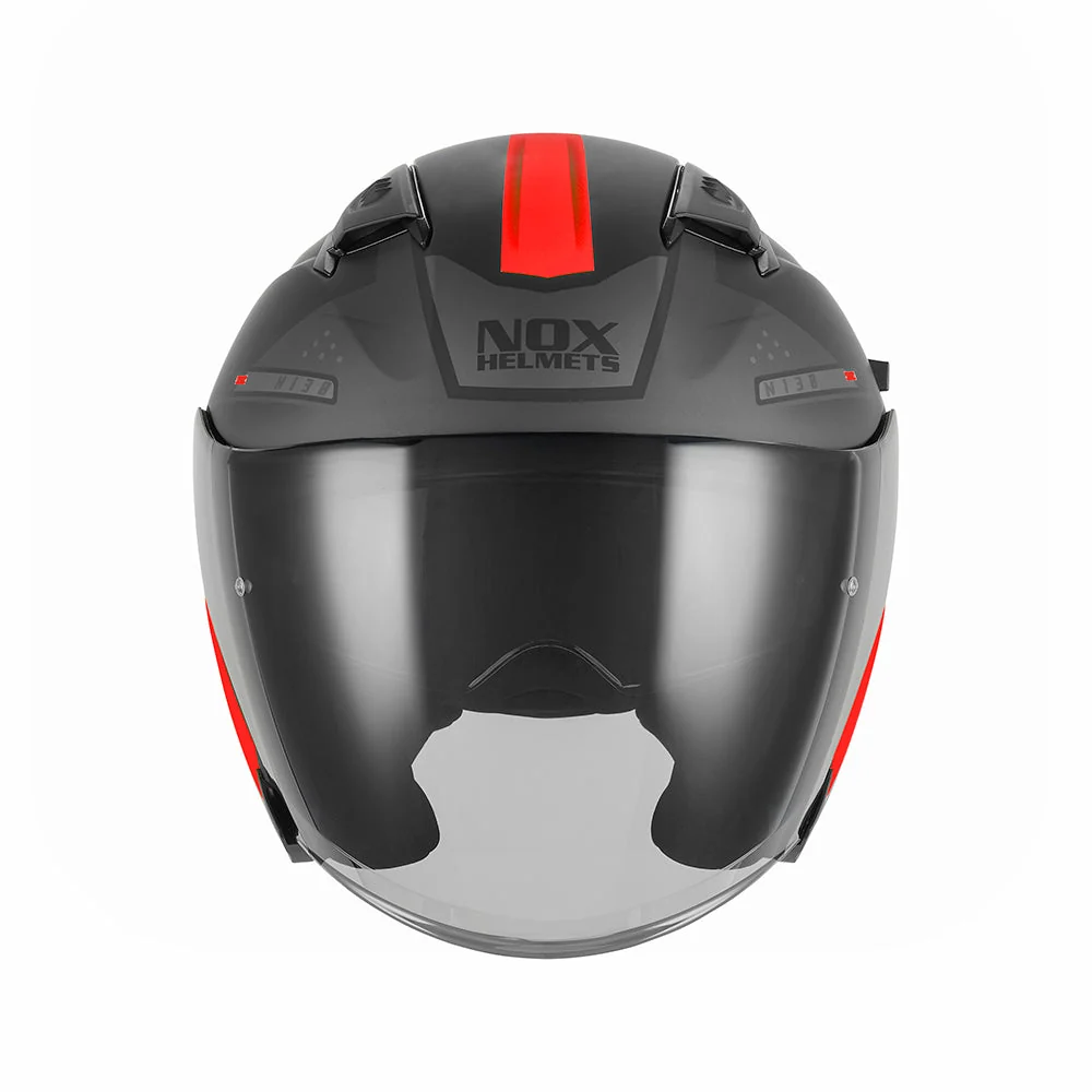 NOX WYPRZEDAŻ WYPRZEDAZ KASK OTWARTY JET Z BLENDĄ N130 EKTO KOLOR CZERWONY/CZARNY MAT