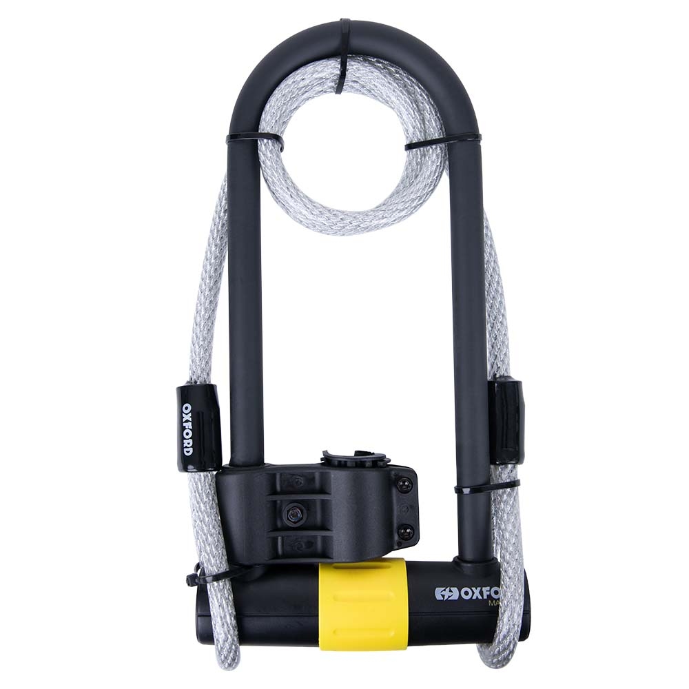 OXFORD ZABEZPIECZENIE ANTYKRADZIEŻOWE KŁÓDKA MAGNUM DUO U-LOCK Z UCHWYTEM I LINKĄ (177x340mm)