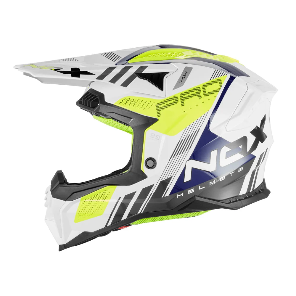 NOX WYPRZEDAŻ KASK OFF ROAD / CROSS N634 STORM KOLOR BIAŁY/NIEBIESKI/ŻÓŁTY FLUO