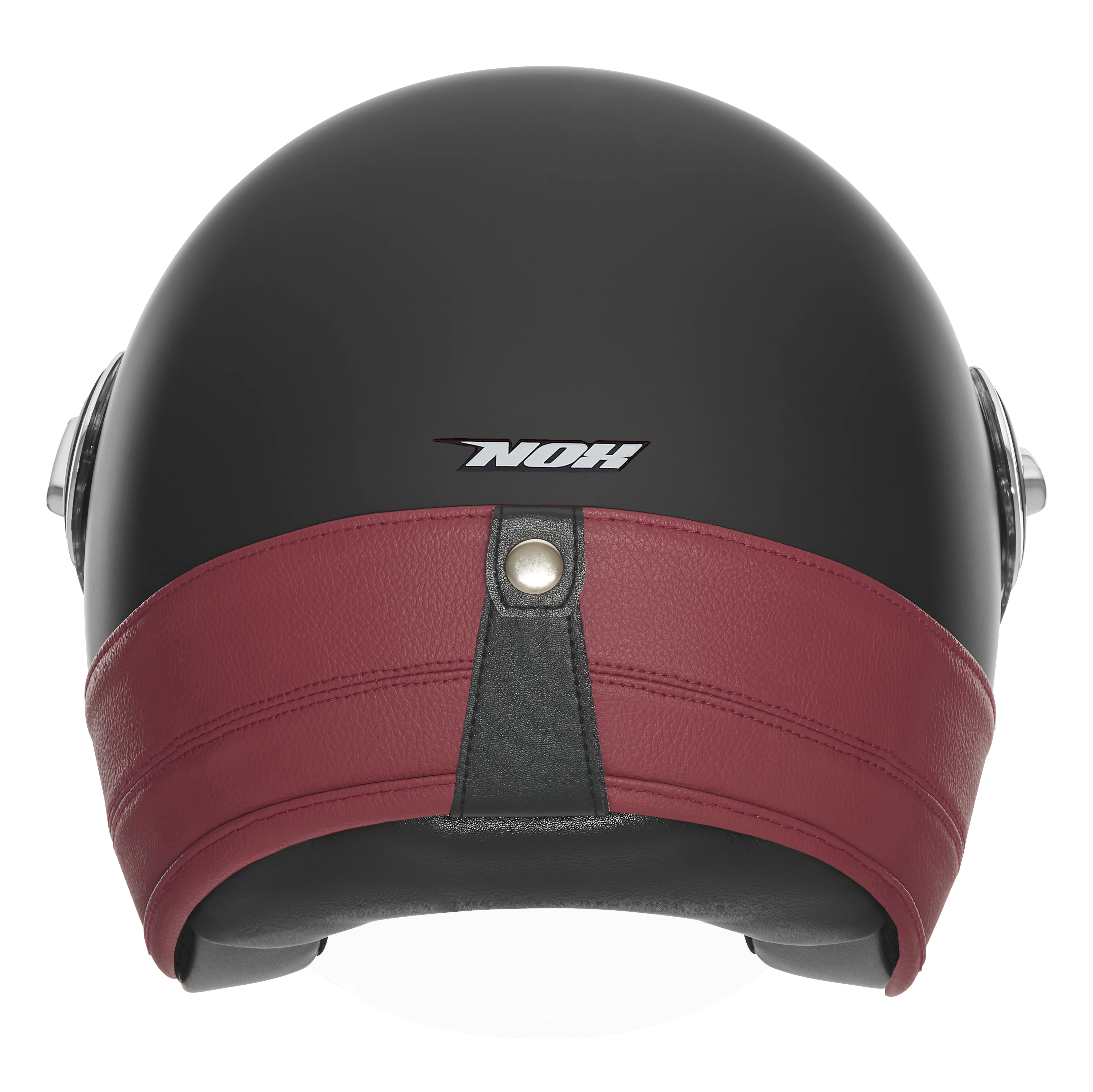 NOX PREMIUM KASK OTWARTY JET HERITAGE LEATHER KOLOR CZARNY MAT/CZERWONY