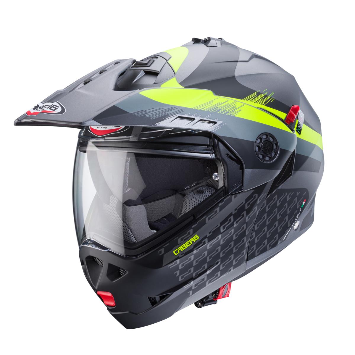 CABERG KASK SZCZĘKOWY FLIP-UP ENDURO MODEL TOURMAX X SARABE KOLOR SZARY MAT/CZARNY/ŻÓŁTY FLUO (PINLOCK W ZESTAWIE)