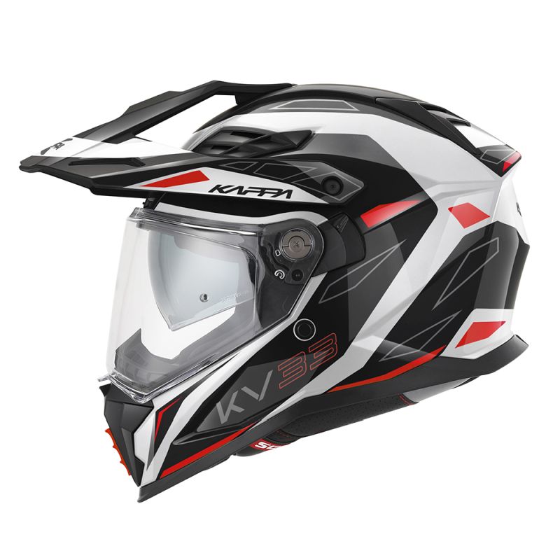 KAPPA KASK KV33 GRAPHIC WIZZARD ENDURO DUAL OFF ROAD Z SZYBĄ I BLENDĄ KOLOR CZARNY BIAŁY CZERWONY ROZMIAR 61 / XL (HOMOLOGACJA E