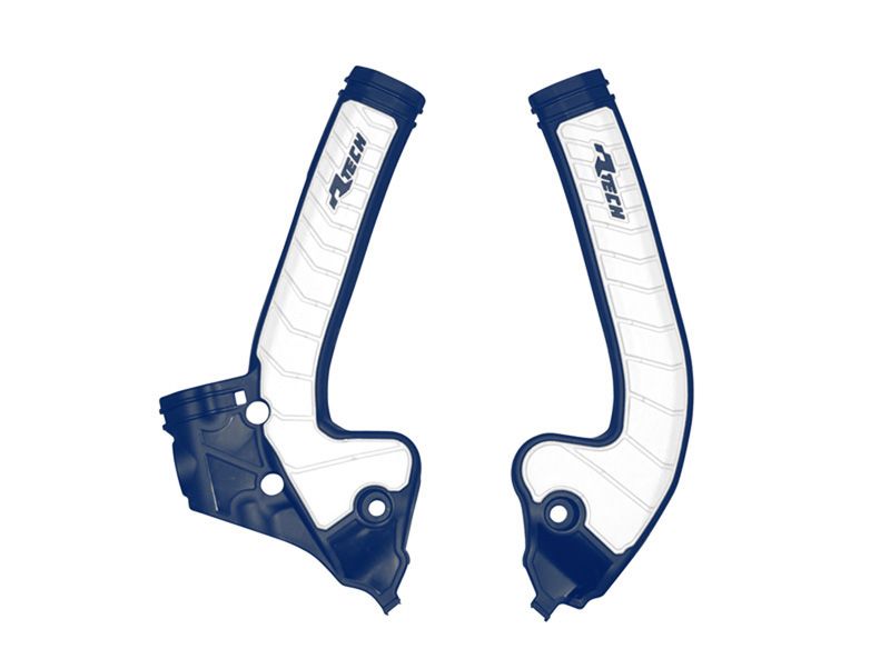 RACETECH (RTECH) OSŁONY RAMY (KOMPLET) BI-MATERIAL SUPER GRIP HUSQVARNA TC 85 '18-'24 KOLOR NIEBIESKI / BIAŁY