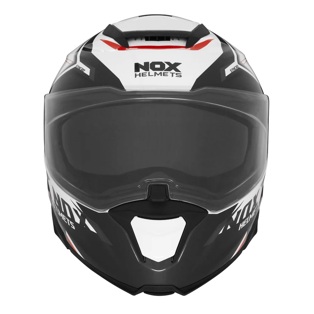 NOX WYPRZEDAŻ KASK SZCZĘKOWY (FLIP-UP) Z BLENDĄ N967 SYNCHRO KOLOR BIAŁY/CZERWONY (PINLOCK DO TEGO MODELU - FILMPINLOCK30DKS166)