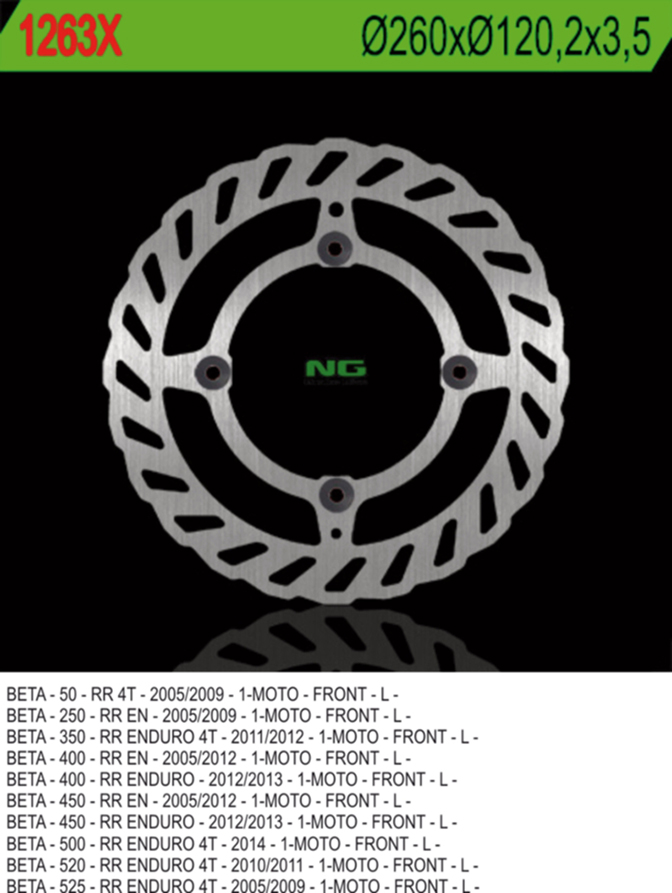 NG TARCZA HAMULCOWA PRZÓD BETA 50/350/400/450/498/500 RR ENDURO (260X120,2X3,5) (4X8,5MM) WAVE 4 OTWORY