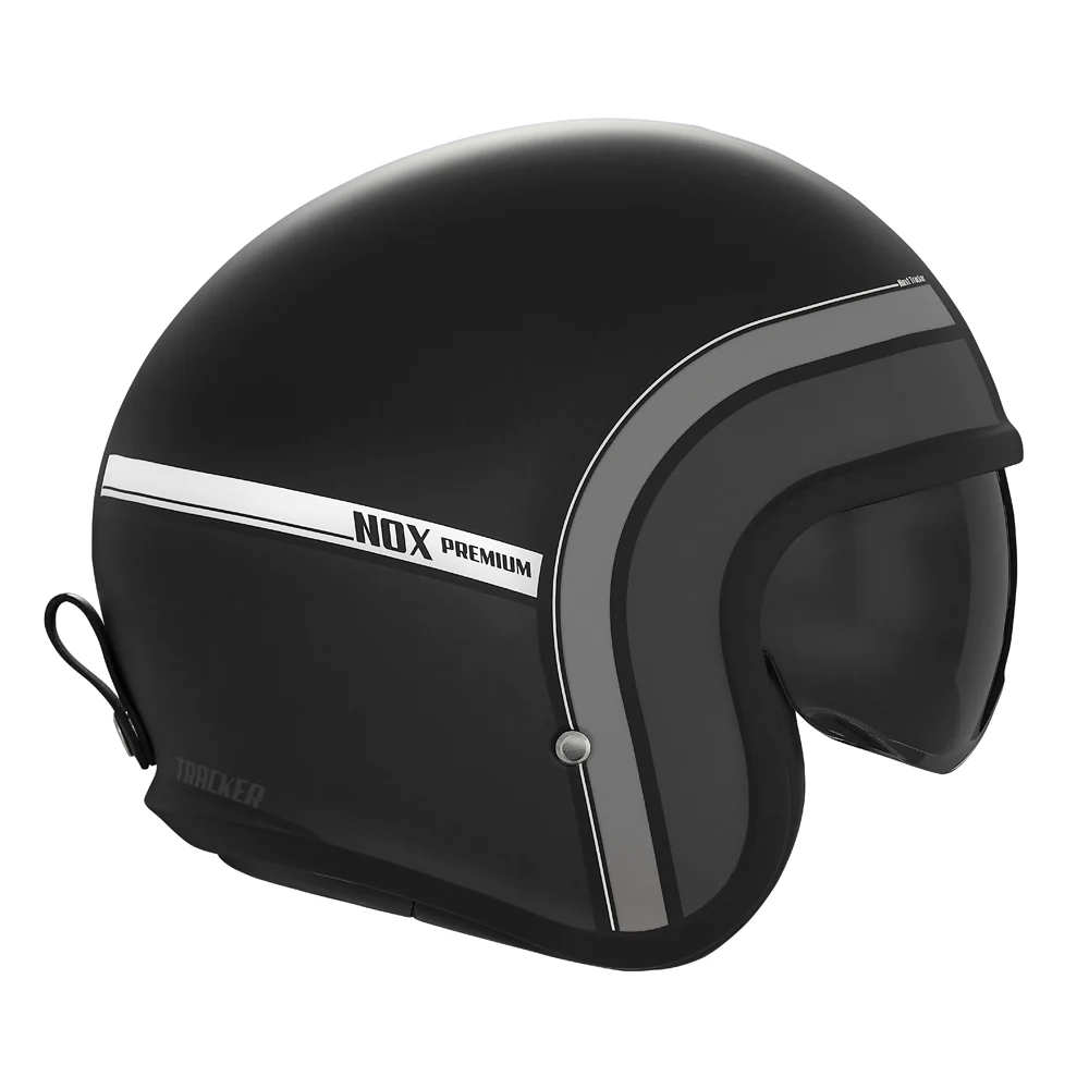 NOX WYPRZEDAŻ PREMIUM KASK OTWARTY JET NEXT TRAKER KOLOR CZARNY/TYTANOWY MAT (CIEMNA BLENDA)