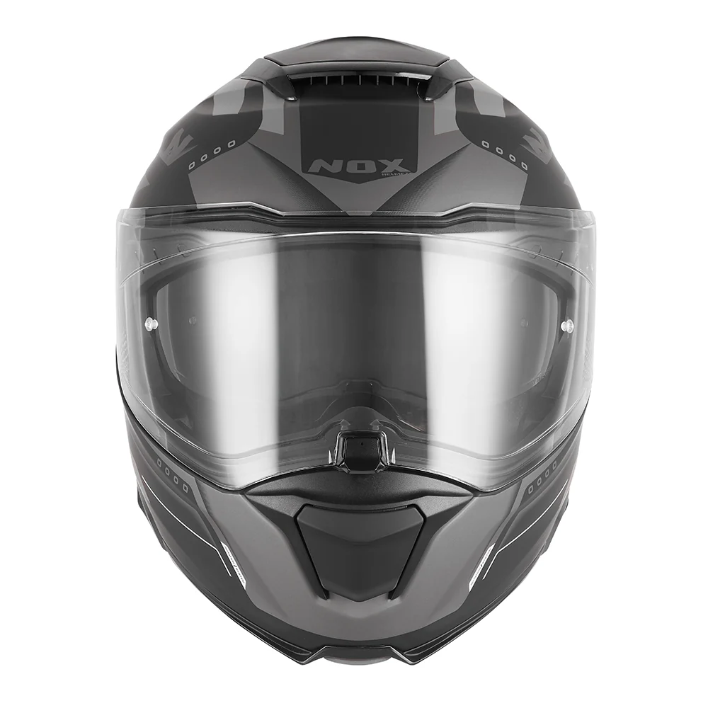 NOX WYPRZEDAŻ KASK SZCZĘKOWY (FLIP-UP) Z BLENDĄ N967 CONQUER KOLOR CZARNY MAT/SREBRNY (PINLOCK DO TEGO MODELU - FILMPINLOCK70DKS