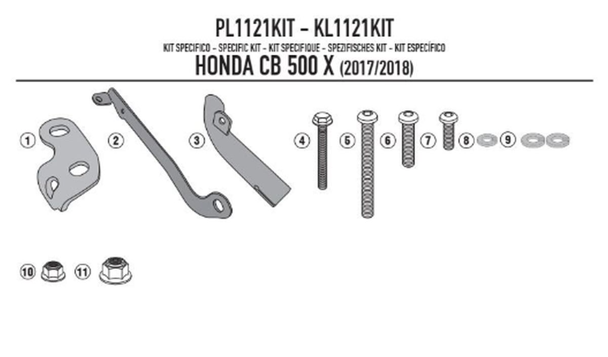 KAPPA ADAPTER DO ZAMONTOWANIA STELAŻA BOCZNEGO KL1121, KLX1121 HONDA CB 500X W ROCZNIKACH (17-18)
