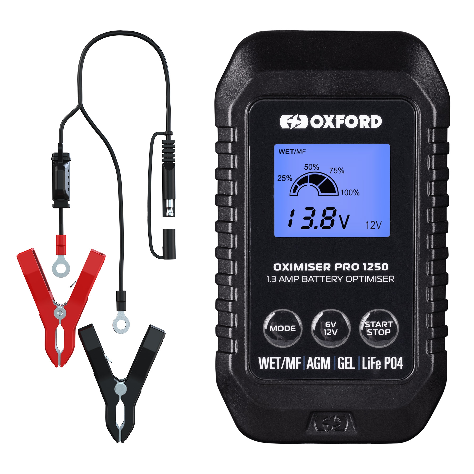 OXFORD ŁADOWARKA DO AKUMULATORÓW MOTOCYKLOWYCH I SAMOCHODOWYCH OXIMISER PRO 1250 (EL)