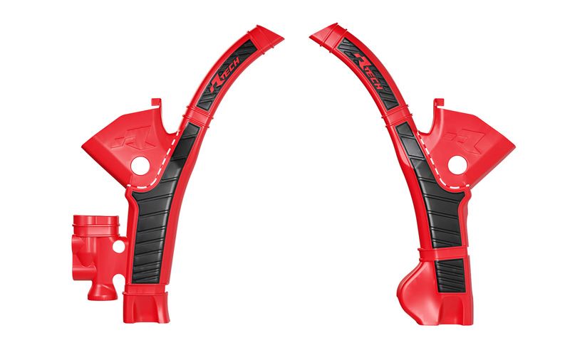 RACETECH (RTECH) OSŁONY RAMY (KOMPLET) BI-MATERIAL SUPER GRIP STARK FUTURE VARG SMX1 '23-'26 KOLOR CZERWONY / CZARNY