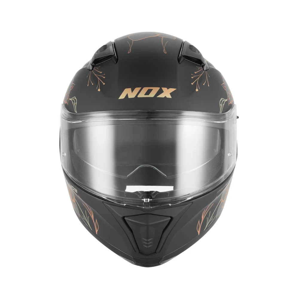 NOX KASK INTEGRALNY (FULL FACE) Z BLENDĄ N402 SPRING KOLOR CZARNY MAT/ZŁOTY