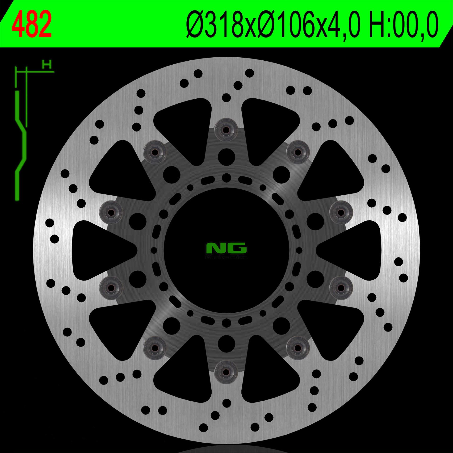 NG TARCZA HAMULCOWA PRZÓD HONDA NSR 125 93-03 PŁYWAJĄCA (318X106X4,0 MM) (6X8,5MM)