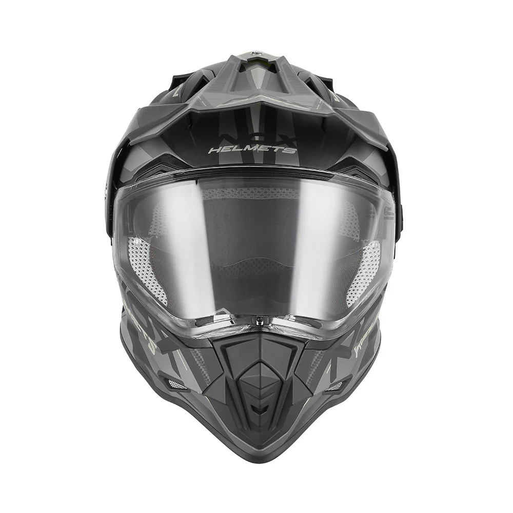 NOX WYPRZEDAŻ KASK OFFROAD / TRAIL DUOSPORT (DUAL) N312 TRACK Z SZYBKĄ I BLENDĄ KOLOR CZARNY MAT/SREBRNY