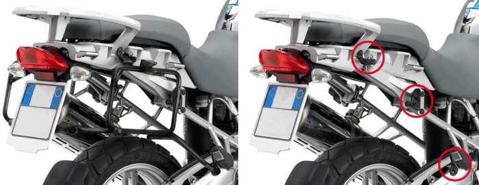 KAPPA STELAŻ KUFRÓW BOCZNYCH SZYBKIEGO MONTAŻU MONOKEY BMW F 650GS/800GS (08-17), F 700GS (13-17) - RÓWNIEŻ POD KUFRY MONOKEY KM