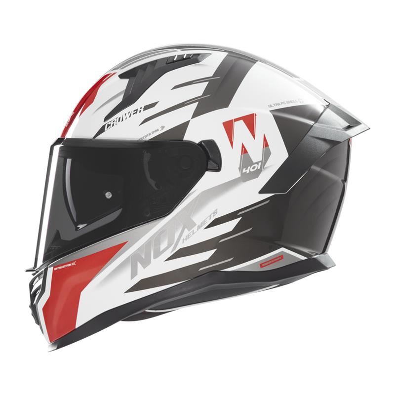 NOX WYPRZEDAŻ KASK INTEGRALNY (FULL FACE) Z BLENDĄ N401 CROWER KOLOR CZARNY/CZERWONY/BIAŁY ROZMIAR XXL