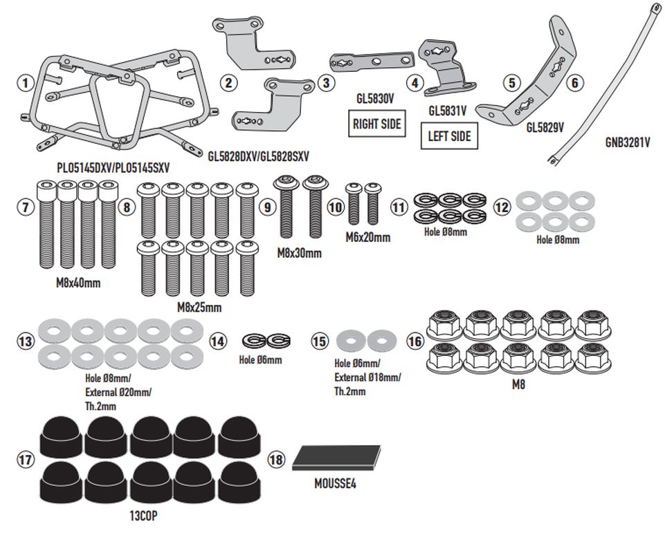 KAPPA STELAŻ KUFRÓW BOCZNYCH MONOKEY CAM SIDE BMW F 900 GS '24-, - POD KUFRY KFR K'FORCE ORAZ KVG K'VOYAGER ALU