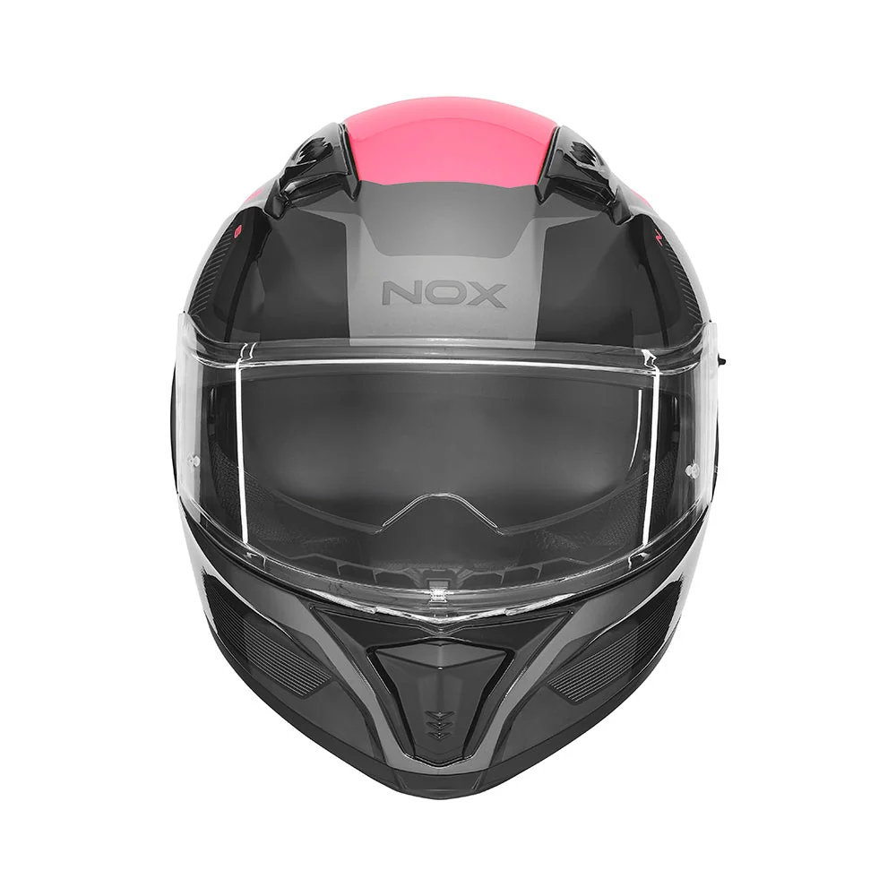 NOX WYPRZEDAŻ KASK INTEGRALNY (FULL FACE) Z BLENDĄ N402 MENTOR KOLOR CZARNY/RÓŻOWY