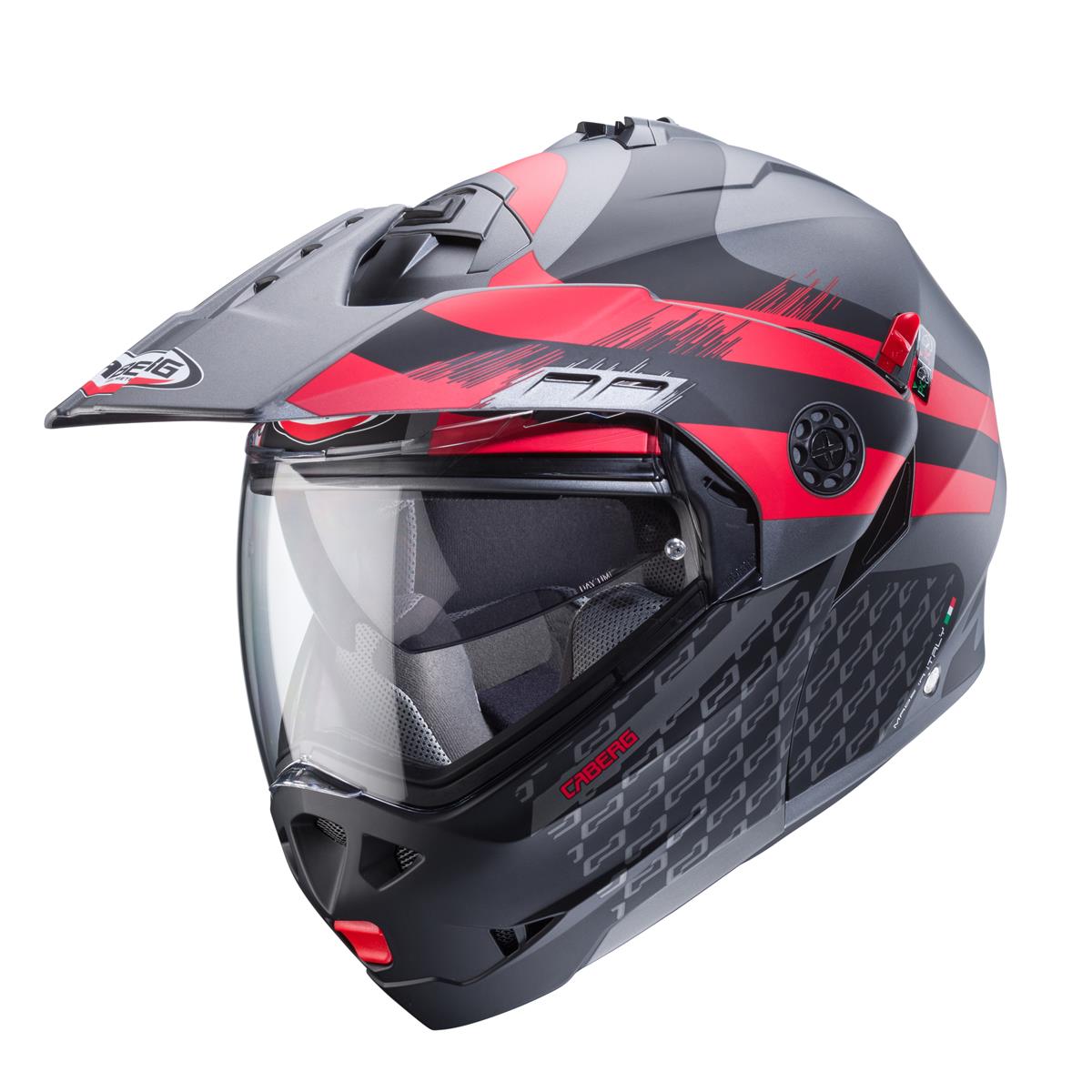 CABERG KASK SZCZĘKOWY FLIP-UP ENDURO MODEL TOURMAX X SARABE KOLOR SZARY MAT/CZARNY/CZERWONY (PINLOCK W ZESTAWIE)