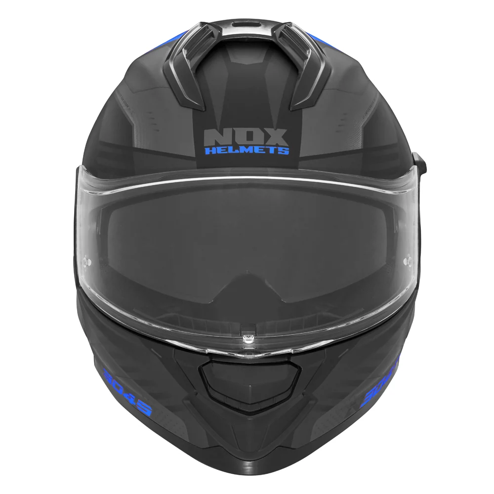 NOX WYPRZEDAŻ KASK INTEGRALNY (FULL FACE) Z BLENDĄ N304S CARVER KOLOR CZARNY/NIEBIESKI MAT