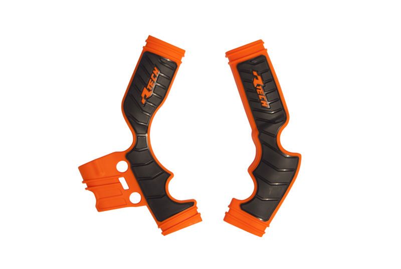 RACETECH (RTECH) OSŁONY RAMY (KOMPLET) BI-MATERIAL SUPER GRIP KTM SX 65 '16-'23 KOLOR POMARAŃCZOWY / CZARNY