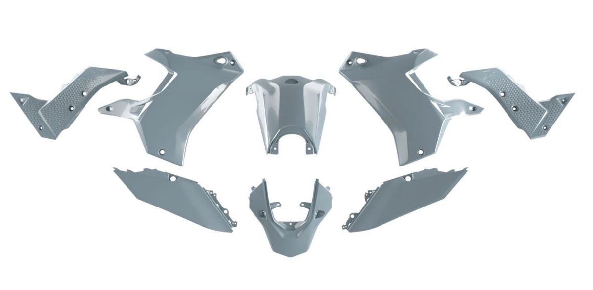 RACETECH (RTECH) KOMPLET PLASTIKÓW (BEZ PRZEDNIEGO BŁOTNIKA) T7 REVOLUTION YAMAHA TENERE 700 '19-'24 KOLOR SZARY