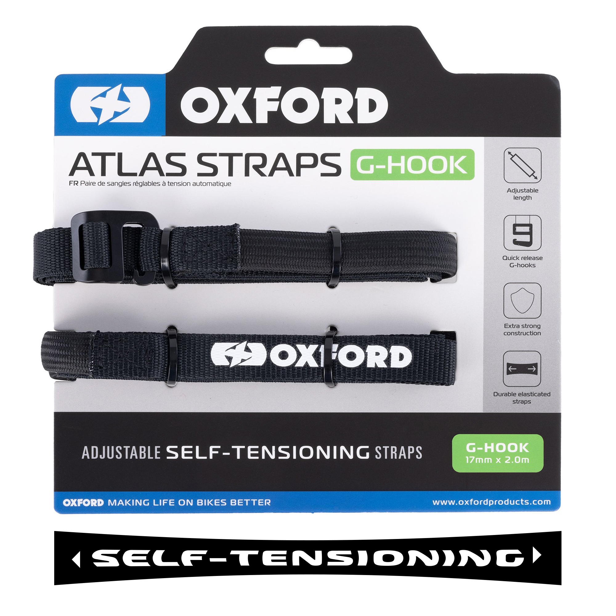 OXFORD PASY TRANSPORTOWE ATLAS G-HOOK 17MM X 2 M KOLOR CZARNY (STARY KOD: ROK332)