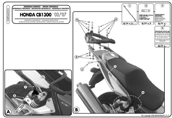 KAPPA STELAŻ KUFRA CENTRALNEGO HONDA CB 1300/S (03-09) ( BEZ PŁYTY )