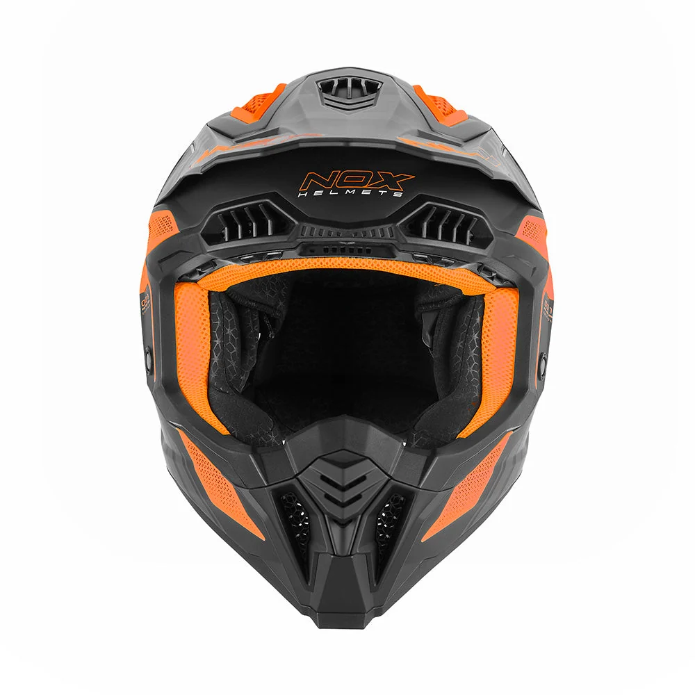 NOX WYPRZEDAŻ KASK OFF ROAD / CROSS N634 STORM KOLOR CZARNY MAT/POMARAŃCZOWY FLUO