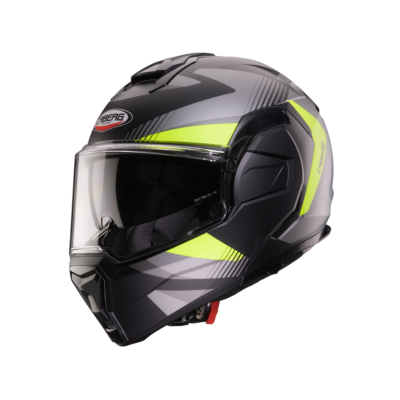 CABERG KASK SZCZĘKOWY FLIP-BACK (SZCZĘKA DO TYŁU) MODEL TRIP LUNAR SOLID KOLOR CZARNY MAT/SZARY/ŻÓŁTY FLUO (PINLOCK W ZESTAWIE)