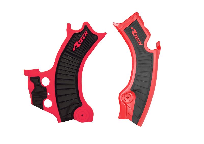 RACETECH (RTECH) OSŁONY RAMY (KOMPLET) BI-MATERIAL SUPER GRIP HONDA CRF 450 R / RWE / RX '25, CRF 250 R / RX '25, KOLOR CZERWONY