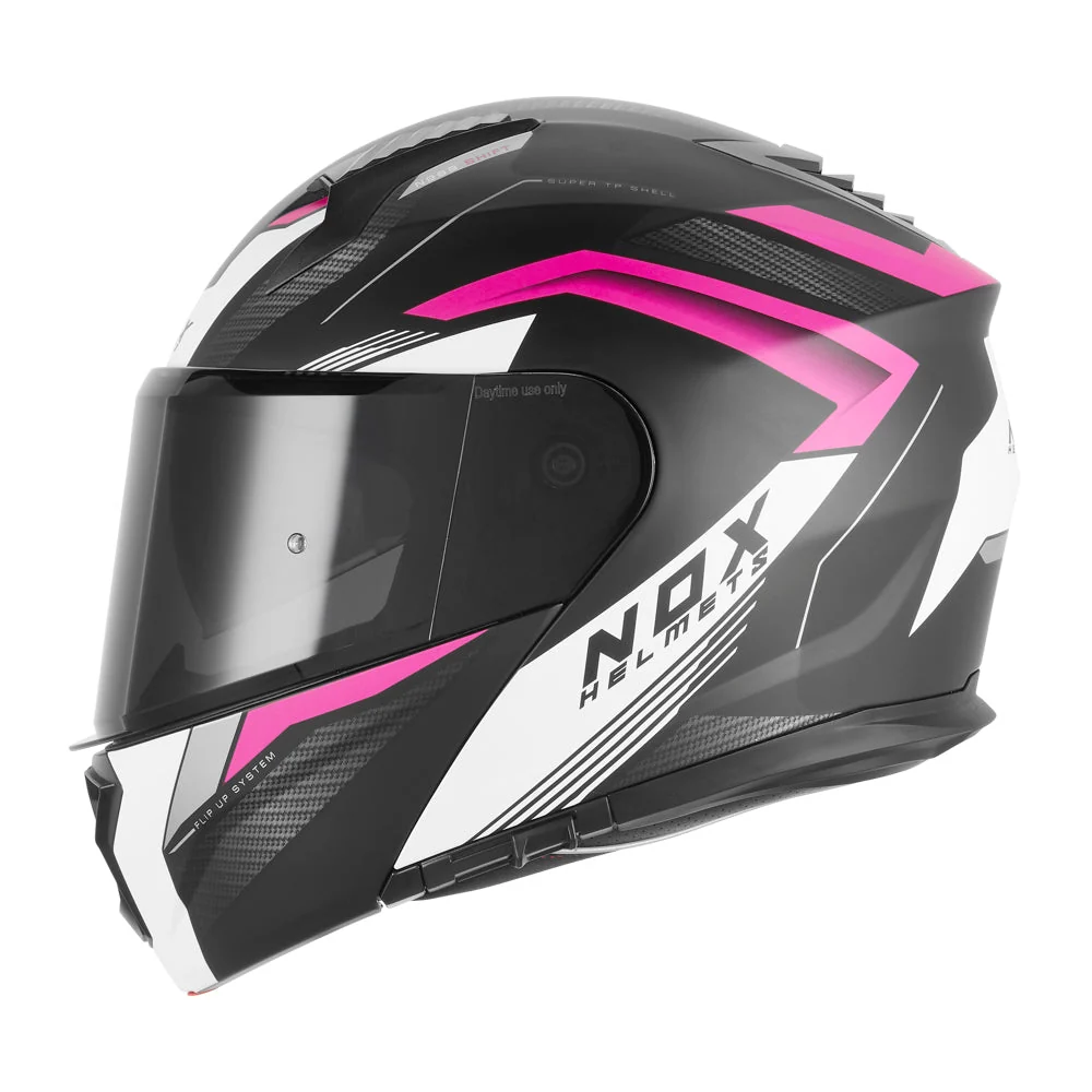 NOX WYPRZEDAŻ WYPRZEDAŻ KASK SZCZĘKOWY (FLIP-UP) Z BLENDĄ N968 SHIFT KOLOR CZARNY MAT/RÓŻOWY
