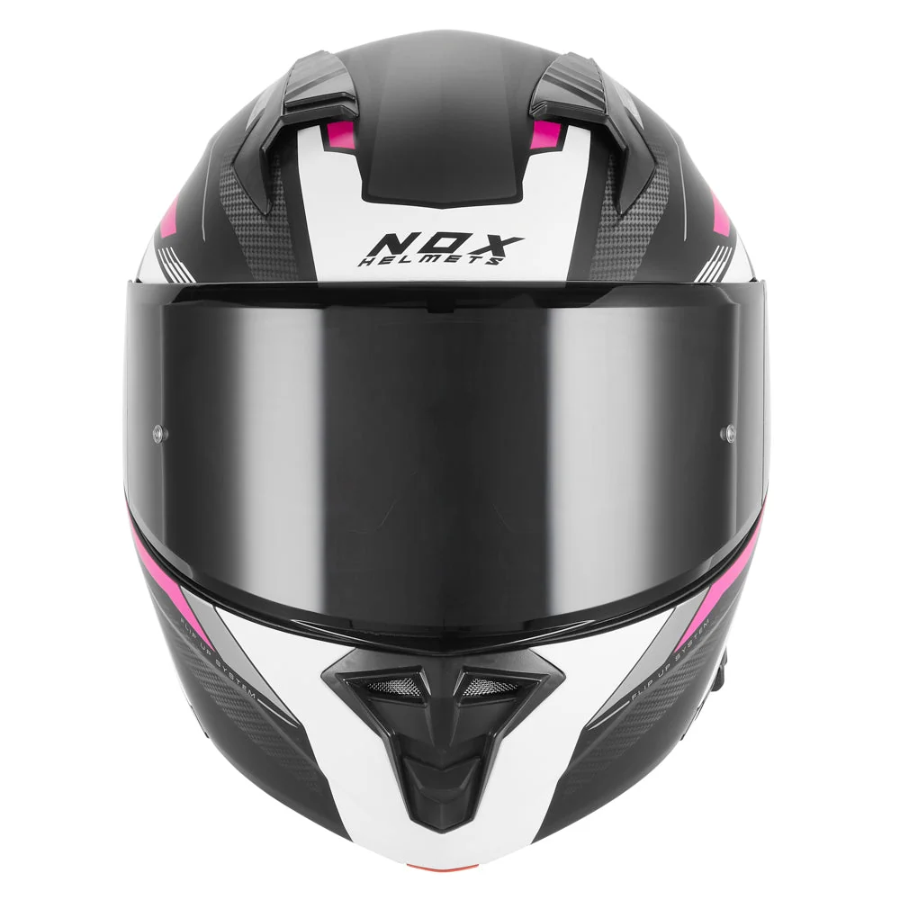 NOX WYPRZEDAŻ WYPRZEDAŻ KASK SZCZĘKOWY (FLIP-UP) Z BLENDĄ N968 SHIFT KOLOR CZARNY MAT/RÓŻOWY