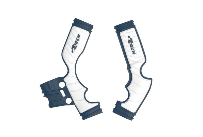 RACETECH (RTECH) OSŁONY RAMY (KOMPLET) BI-MATERIAL SUPER GRIP HUSQVARNA TC 65 '17-'23 KOLOR NIEBIESKI / BIAŁY