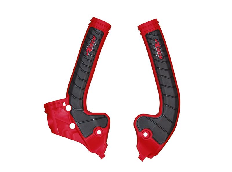 RACETECH (RTECH) OSŁONY RAMY (KOMPLET) BI-MATERIAL SUPER GRIP GAS GAS MC 85 '21-'24 KOLOR CZERWONY / CZARNY