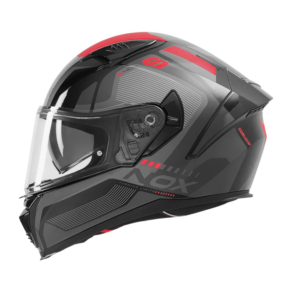 NOX WYPRZEDAŻ KASK INTEGRALNY (FULL FACE) Z BLENDĄ N402 MENTOR KOLOR CZARNY/CZERWONY
