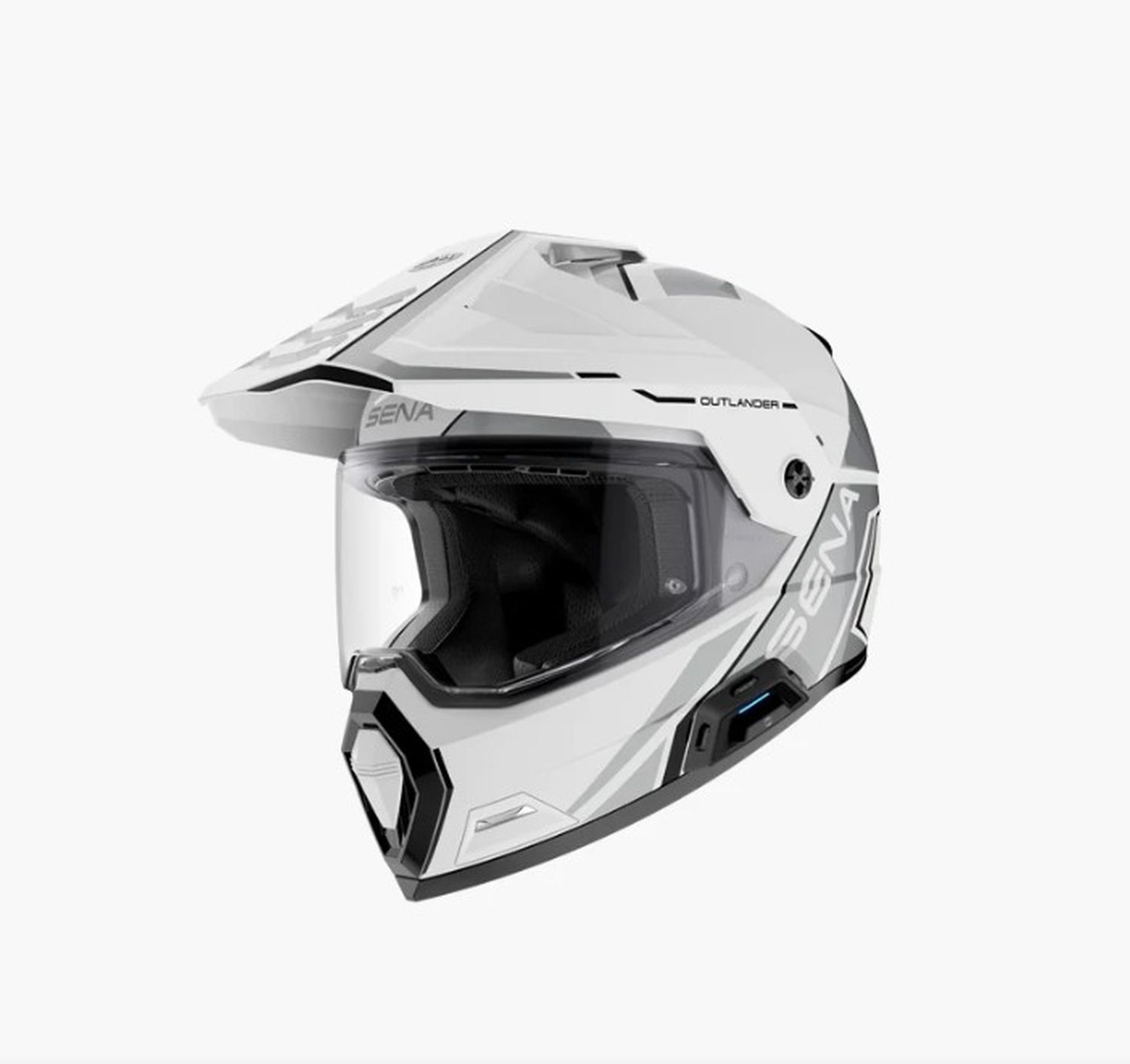 SENA 2026/07 KASK OUTLANDER DUAL SPORT FIBERGLASS Z INTERKOMEM MESH 3.0 DO 2000M ROZMIAR L KOLOR BIAŁY ( ECE R22.06 ) (EL)