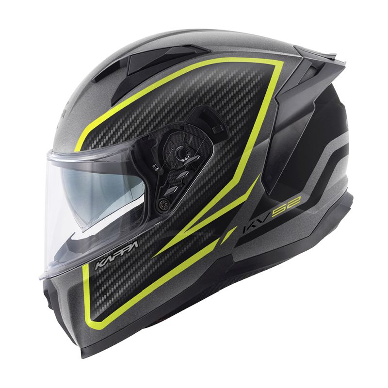KAPPA KASK KV52 KRONOS INTEGRALNY Z BLENDĄ KOLOR TYTANOWY CZARNY ŻÓŁTY FLUO MAT CARBON LOOK (HOMOLOGACJA ECE 22R06)