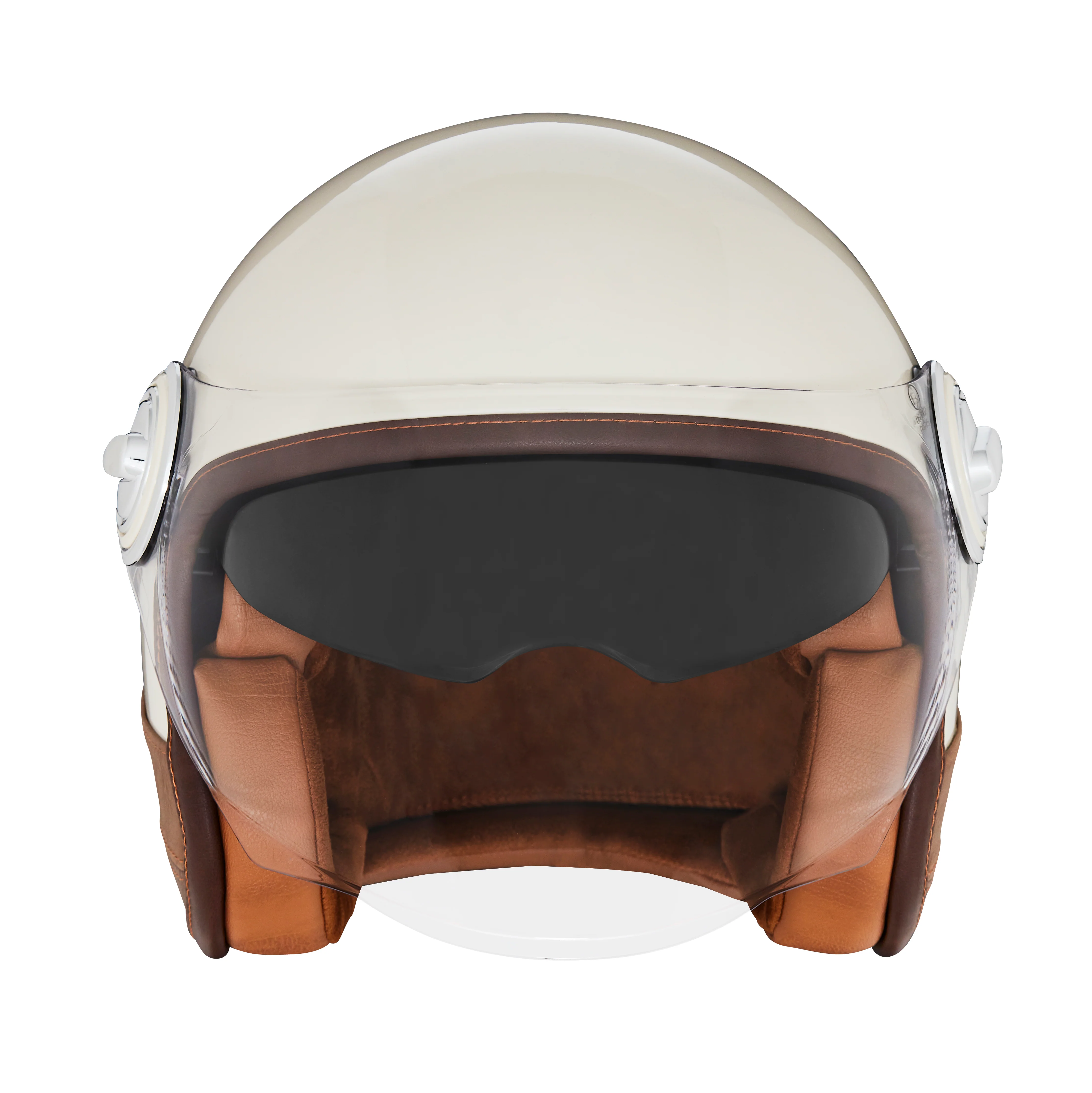 NOX PREMIUM KASK OTWARTY JET HERITAGE LEATHER KOLOR KREMOWY/BRĄZOWY