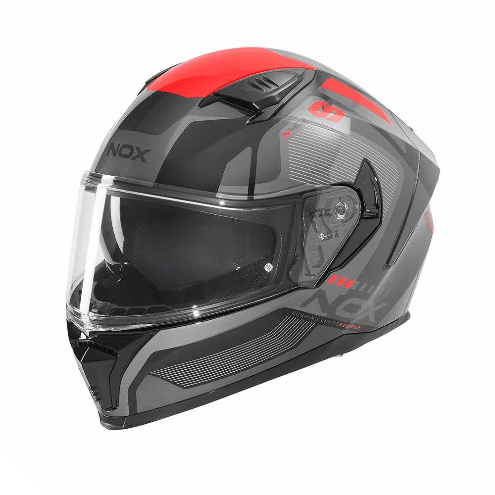 NOX WYPRZEDAŻ KASK INTEGRALNY (FULL FACE) Z BLENDĄ N402 MENTOR KOLOR CZARNY/CZERWONY