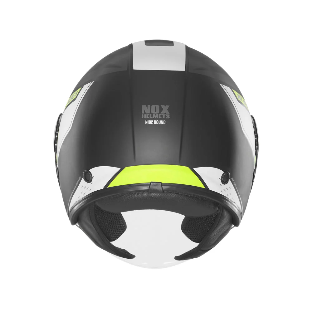 NOX WYPRZEDAŻ KASK OTWARTY JET Z BLENDĄ N182 ROUND KOLOR CZARNY MAT/ŻÓŁTY FLUO
