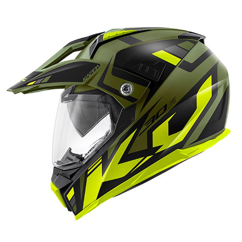 KAPPA KASK KV30 EVO GRAYER DUAL OFF ROAD Z SZYBĄ I BLENDĄ KOLOR ZIELONY (KHAKI) MAT/CZARNY/ZÓŁTY ( HOMOLOGACJA ECE 22R06 )