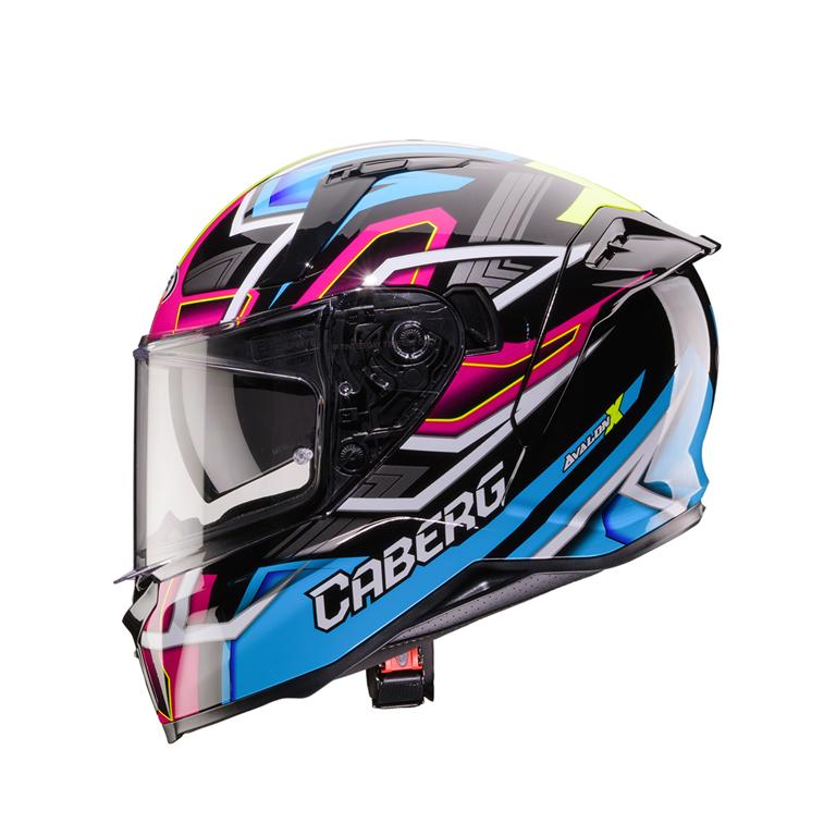 CABERG PROMOCJA KASK INTEGRALNY Z BLENDĄ MODEL AVALON X BRAMA KOLOR CZARNY/NIEBIESKI/ŻÓŁTY FLUO/FUKSJA (INTENSYWNY ODCIEŃ RÓŻOWE
