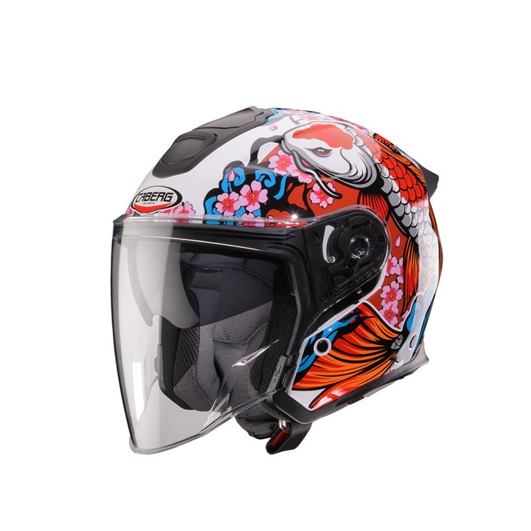 CABERG KASK OTWARTY JET OTWARTY FLYON II KOI BIAŁY/CZERWONY/POMARAŃCZOWY/NIEBIESKI
