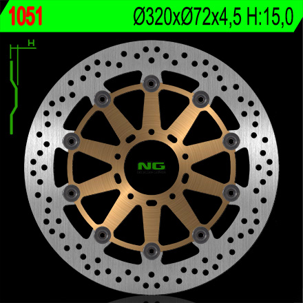 NG TARCZA HAMULCOWA PRZÓD DUCATI 749/848/999/1000/1100 '02-17 (320X72X4,5MM) (5X8,25MM) PŁYWAJĄCA