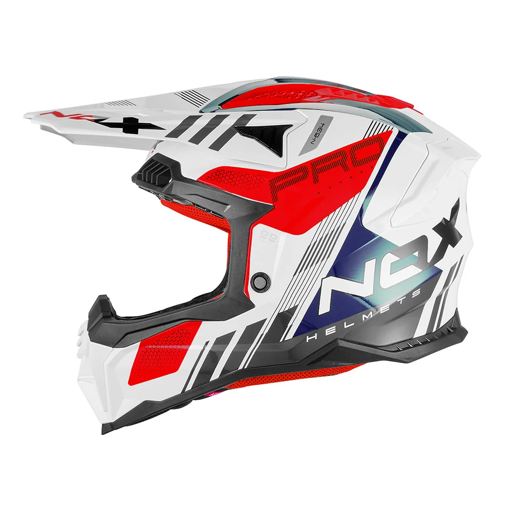 NOX WYPRZEDAŻ KASK OFF ROAD / CROSS N634 STORM KOLOR BIAŁY/NIEBIESKI/CZERWONY