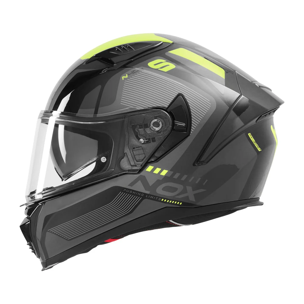 NOX WYPRZEDAŻ KASK INTEGRALNY (FULL FACE) Z BLENDĄ N402 MENTOR KOLOR CZARNY/ŻÓŁTY FLUO