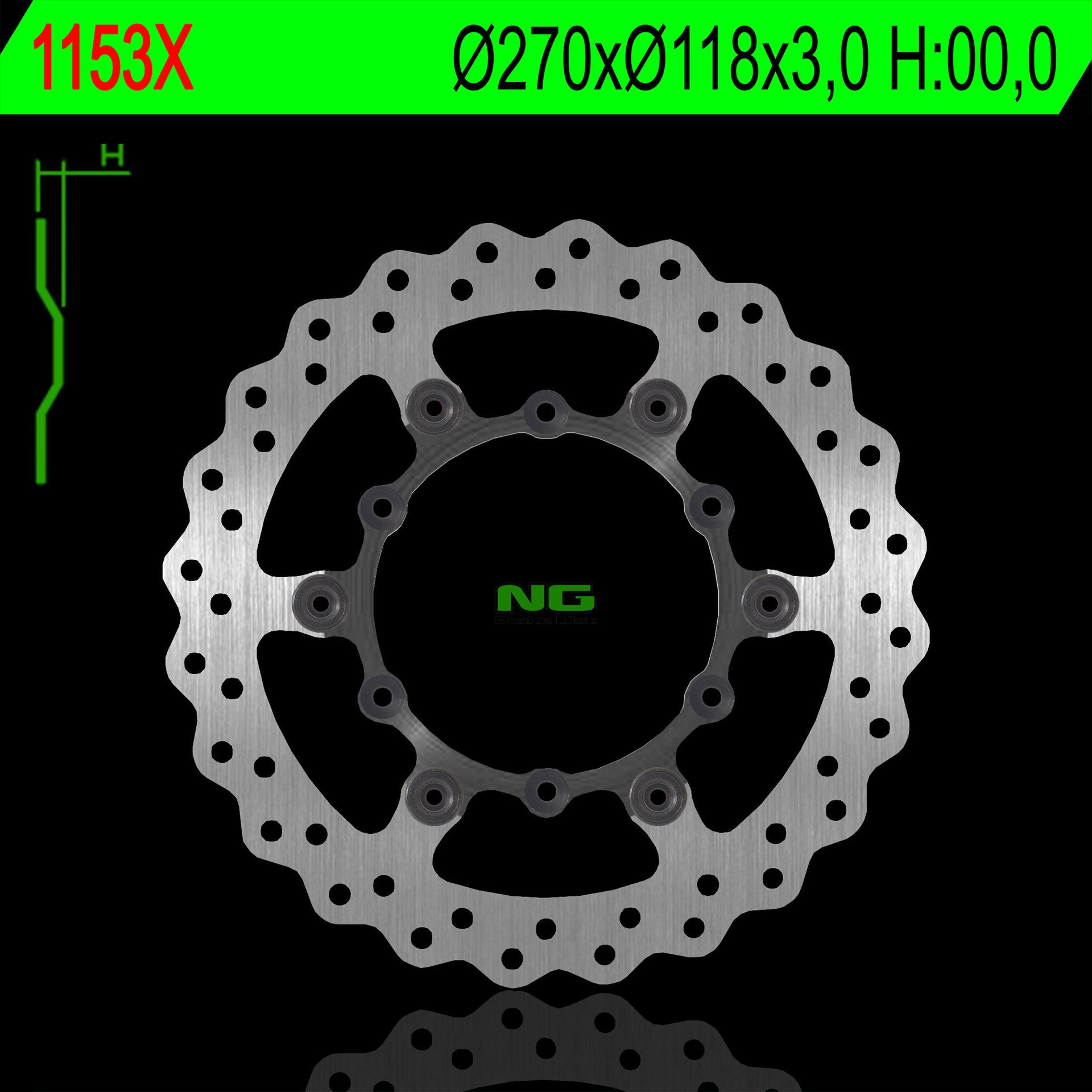 NG TARCZA HAMULCOWA PRZÓD YAMAHA YZF 250/400/426/450 '98-'24, YZ 125/250 (2T), WR 250/400/426/450F (270X118X3MM) PŁYWAJĄCA (6X6,