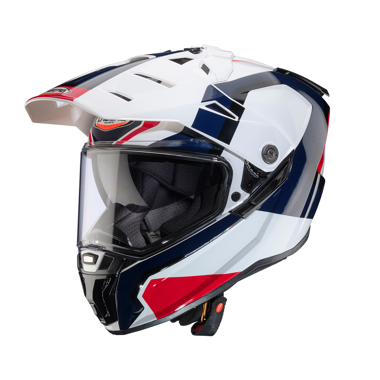 CABERG PROMOCJA KASK OFFROAD / TRAIL / ADVENTURE DUOSPORT (DUAL) TANAMI SCRAM Z SZYBKĄ I BLENDĄ KOLOR BIAŁY/CZERWONY/NIEBIESKI (