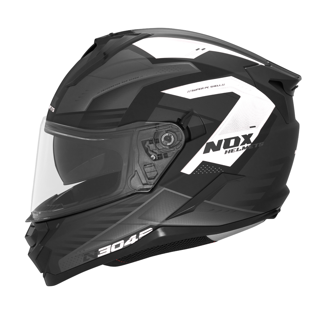 NOX KASK INTEGRALNY (FULL FACE) Z BLENDĄ N304S REVO KOLOR CZARNY/BIAŁY MAT ROZMIAR S